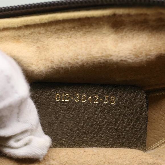 GUCCI GG Canvas Web Sherry Line Boston Bag PVC Leather Beige Green Auth ki3376 - Picture 12 of 16